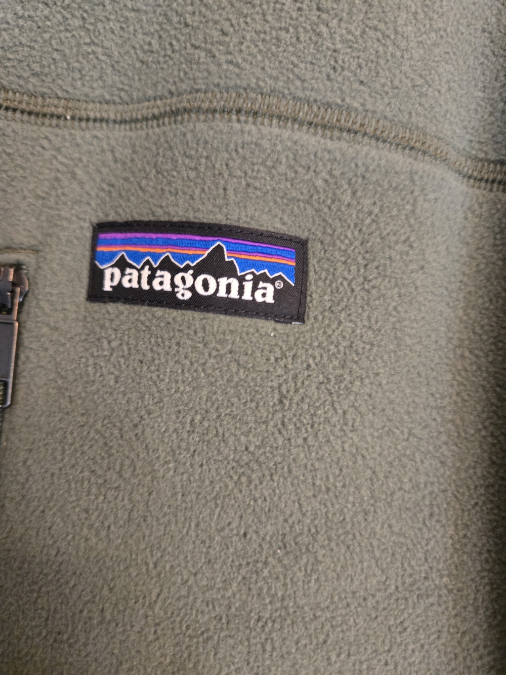 Patagonia  Sage Green Fleece Jacket with Logo Patch
